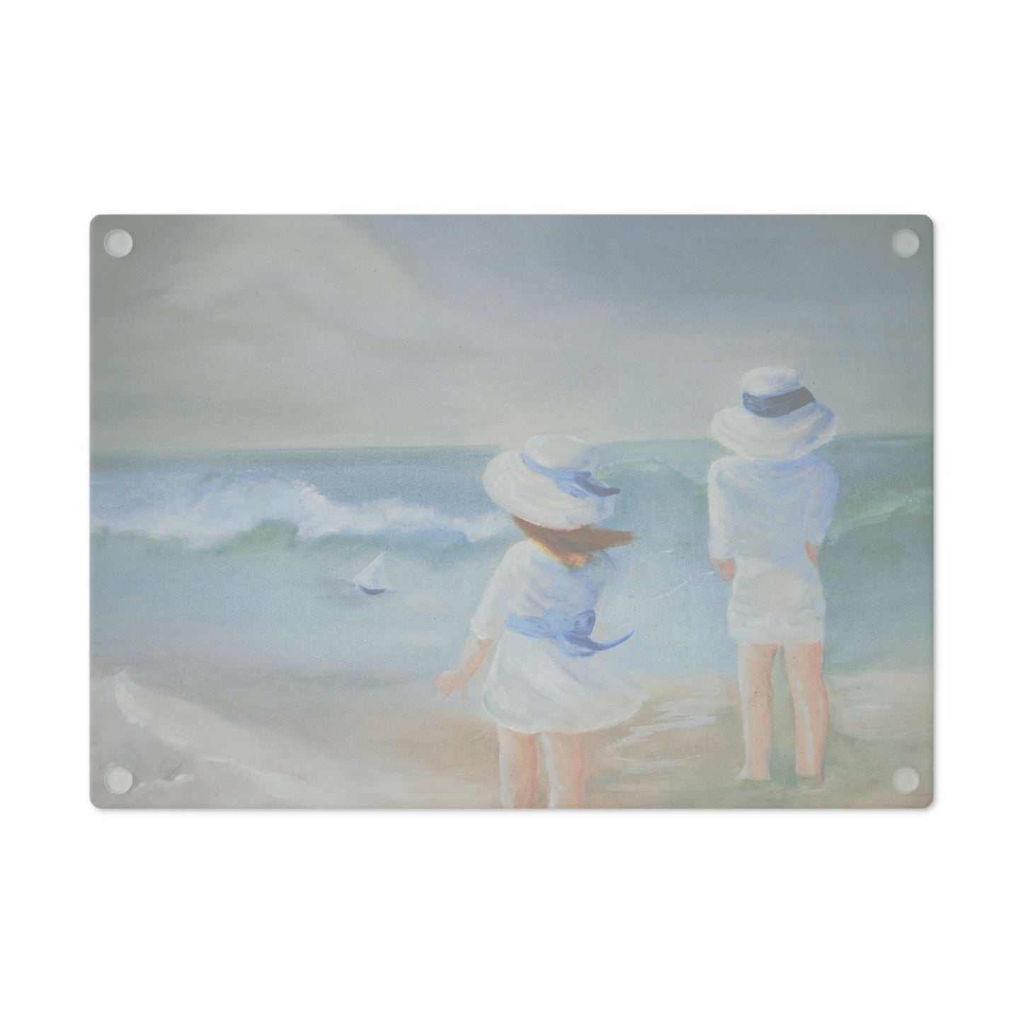 Dodie's Boy and Girl at the Beach Glass Cutting Board