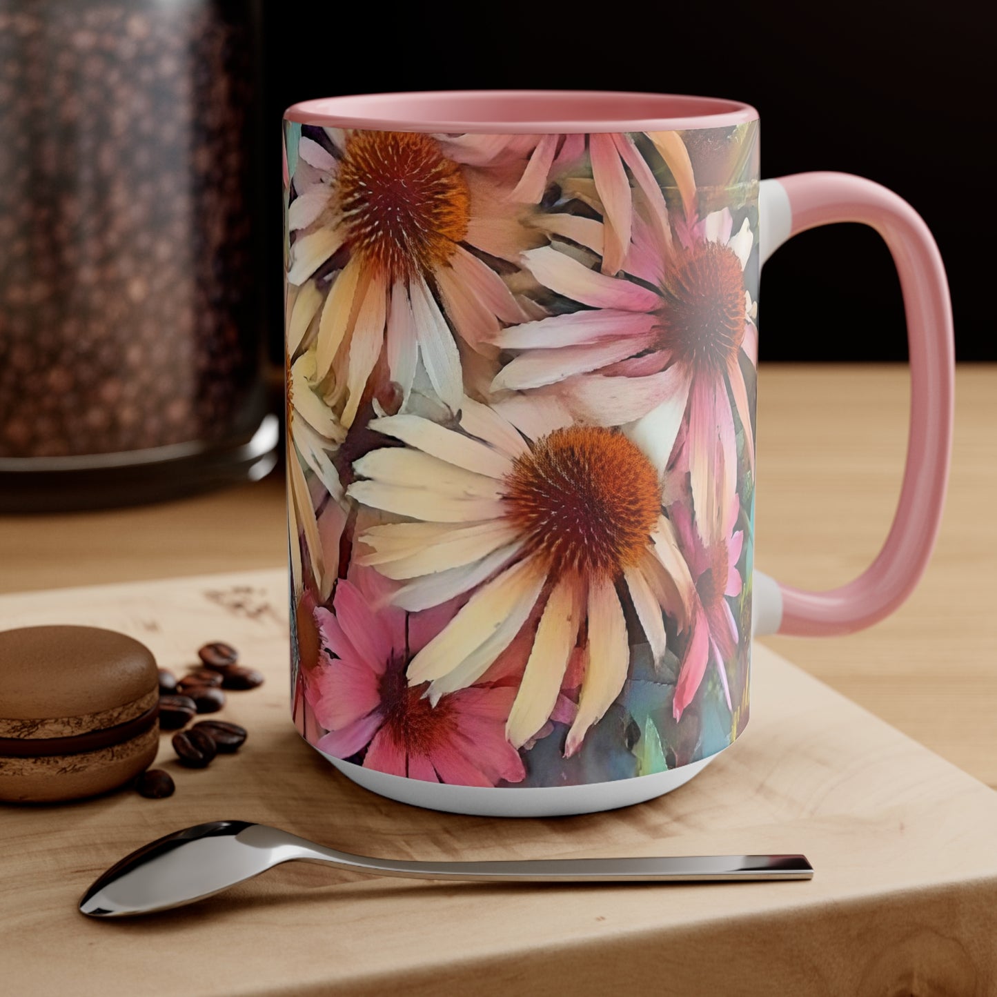 Pink Daisy Boho Accent Mugs