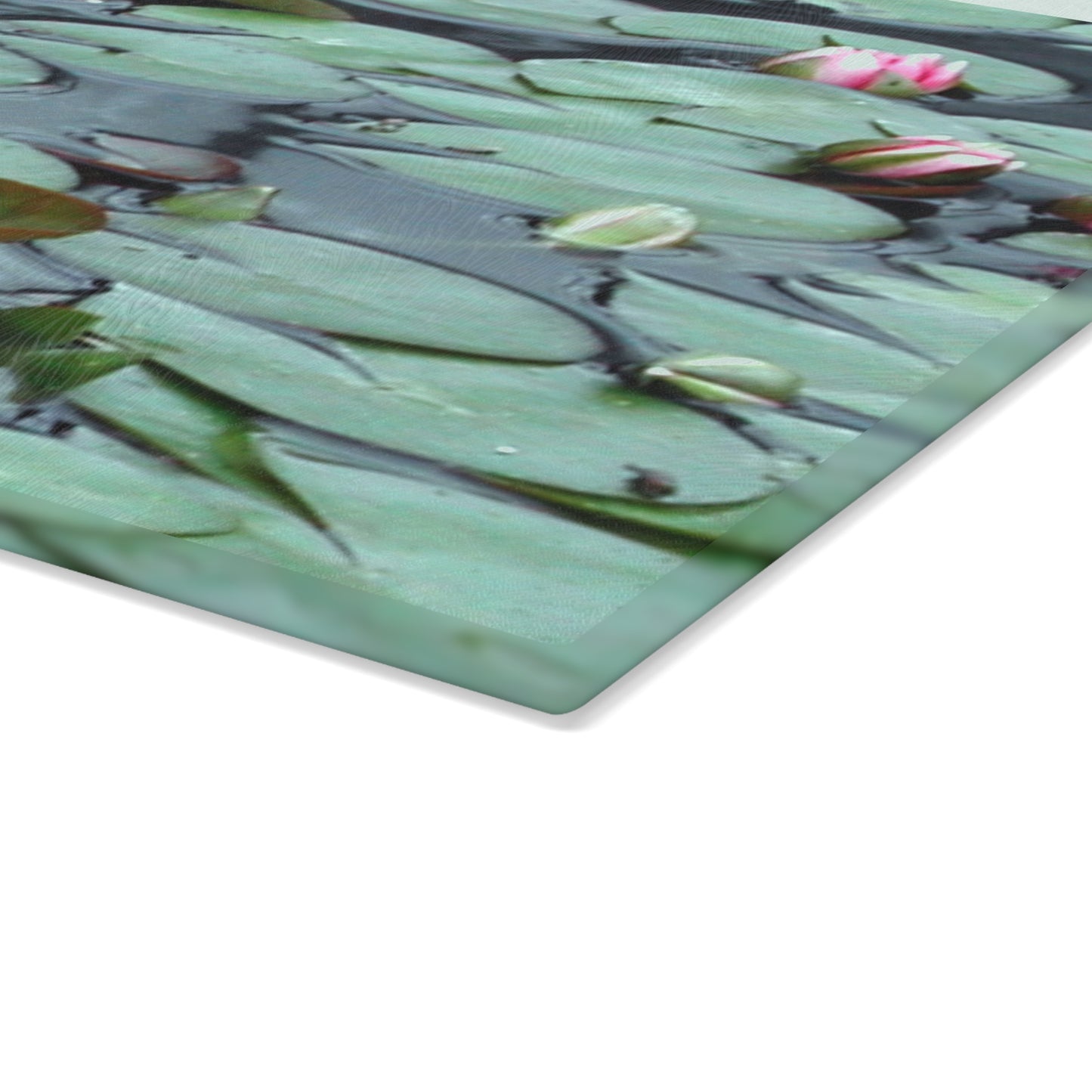 Serene Lily Pad Glass Cutting Board - Elegant Kitchen Décor