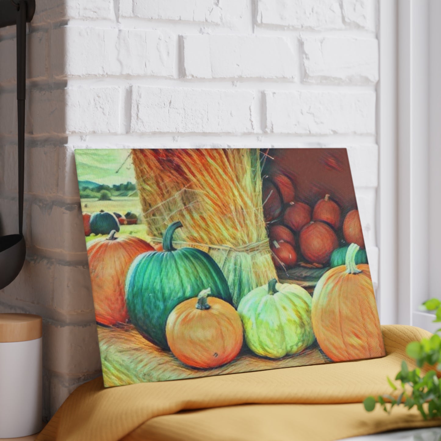 Fall Pumpkin Glass Cutting Board