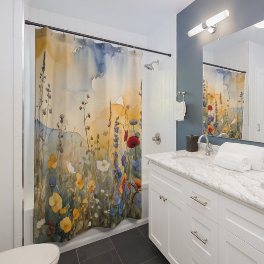 Watercolor Wildflower Shower Curtain