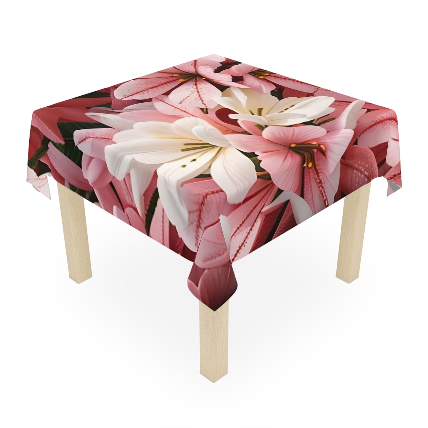 Pink Flowers Accent Tablecloth
