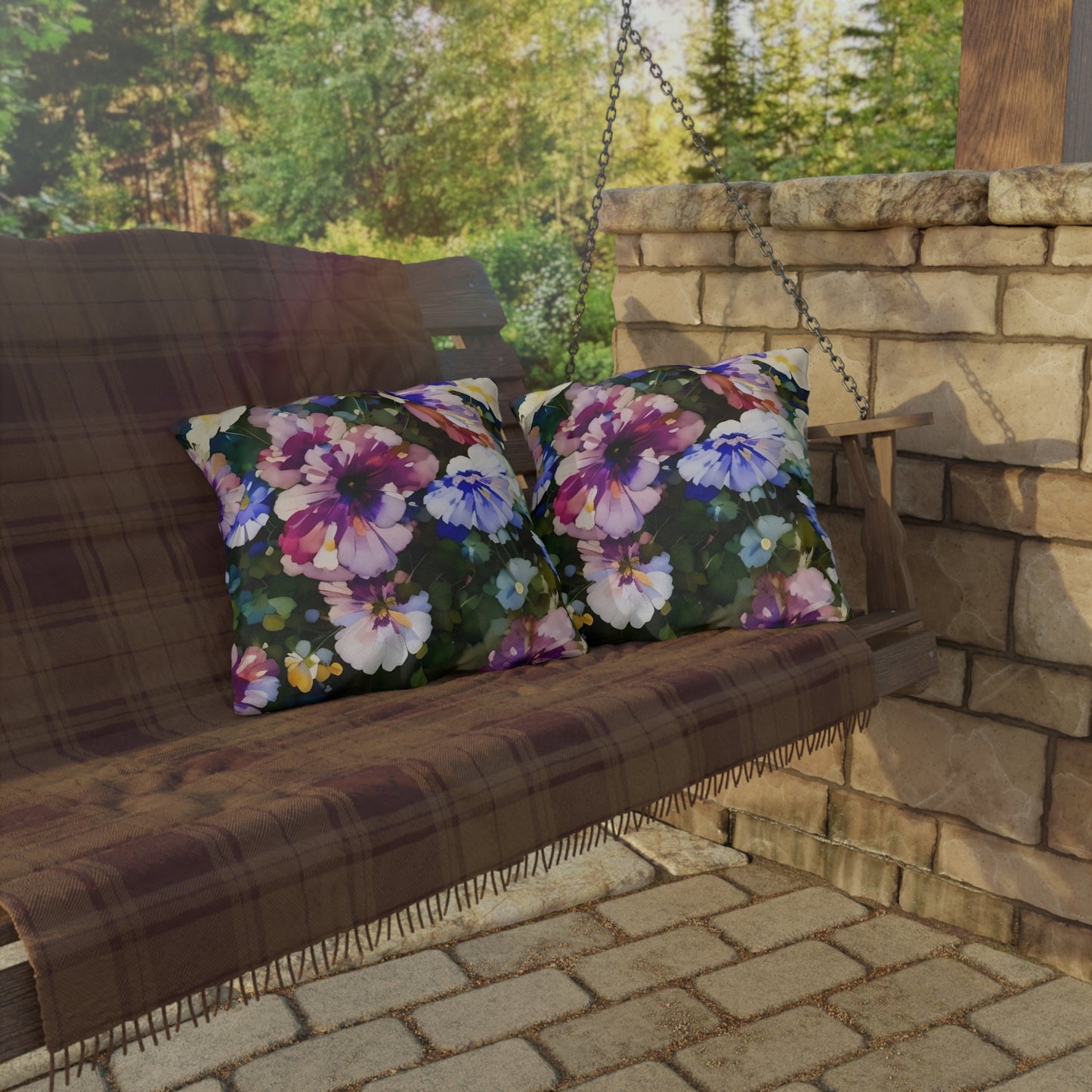 Vibrant Floral Outdoor Pillow