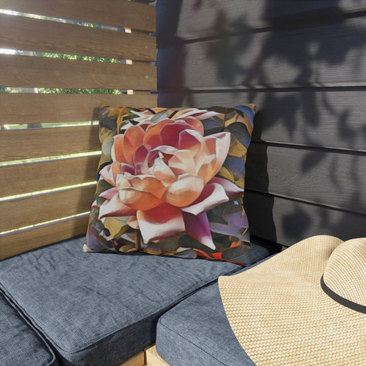 Apricot Rose Outdoor Pillow