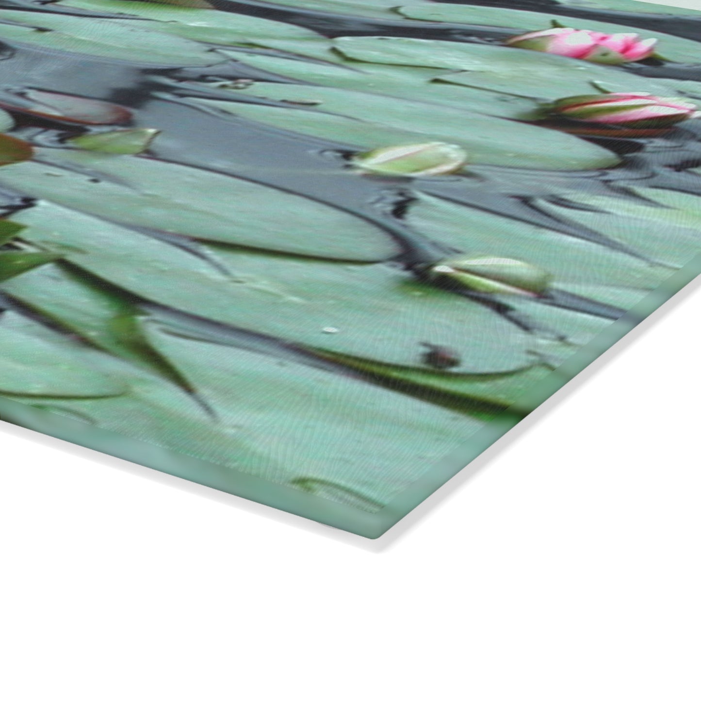 Serene Lily Pad Glass Cutting Board - Elegant Kitchen Décor