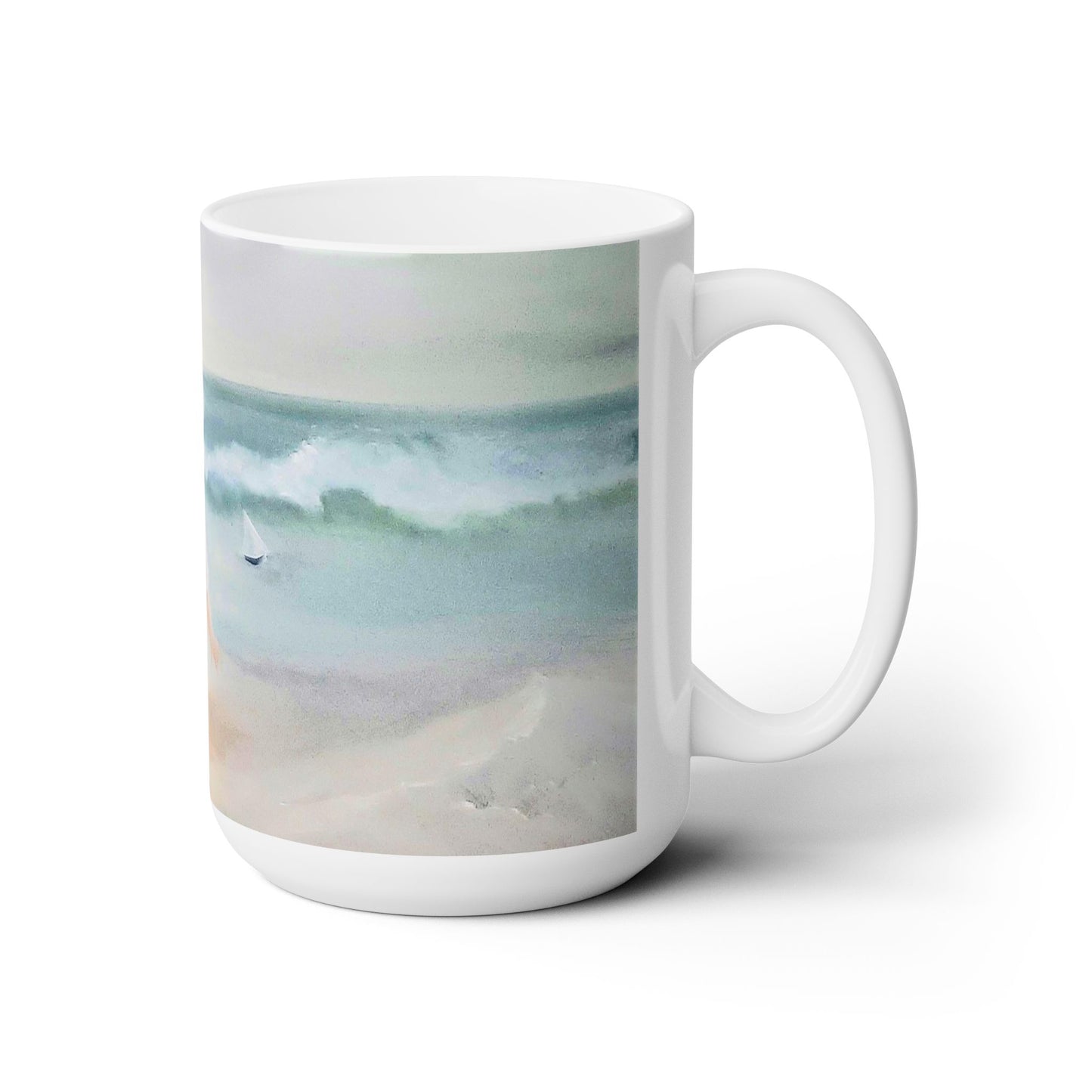 Dodie's Boy and Girl at the Beach Impressionistic Ceramic Mug 15oz