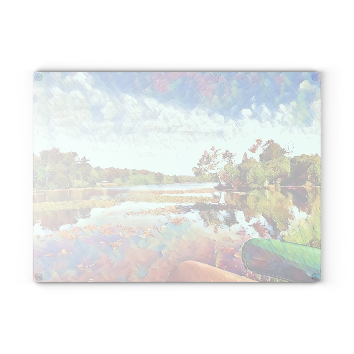 Hopewell Lake in Autumn | Glass Cutting Board
