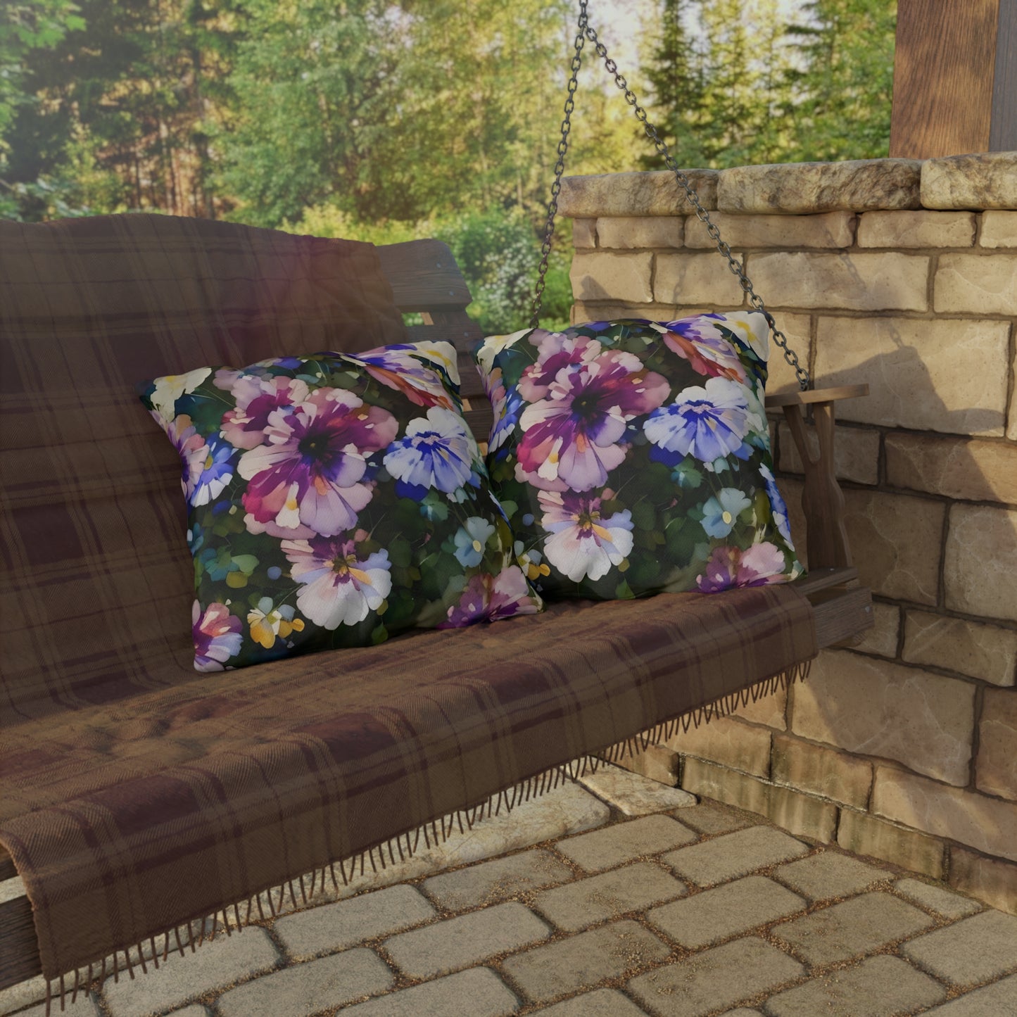 Vibrant Floral Outdoor Pillow