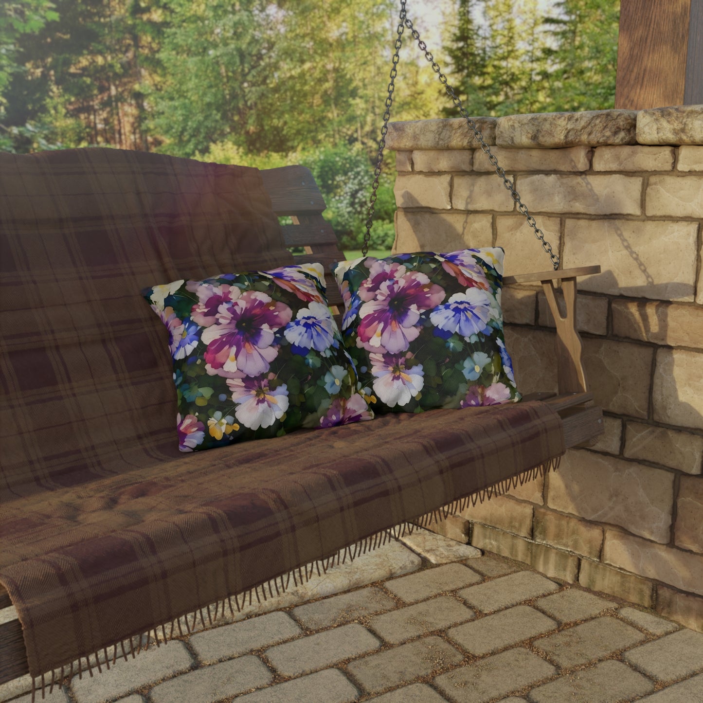 Vibrant Floral Outdoor Pillow