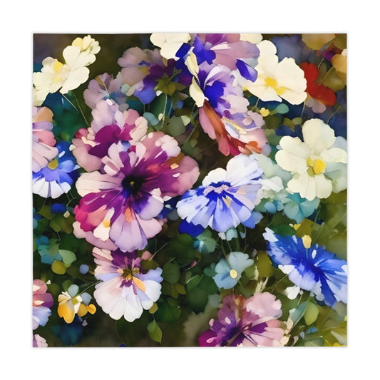 Multicolor Pastel Floral Tablecloth – Garden Bloom Square Table Cover
