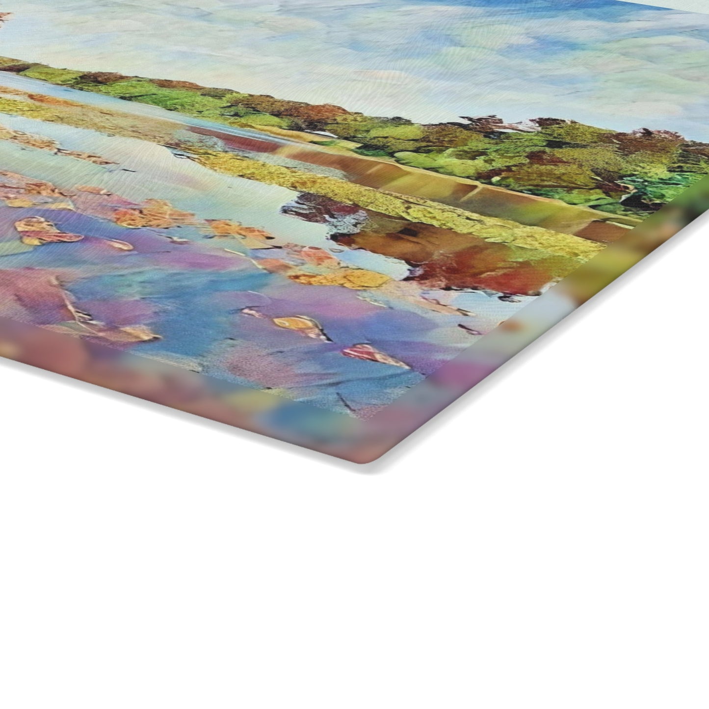 Hopewell Lake in Autumn | Glass Cutting Board