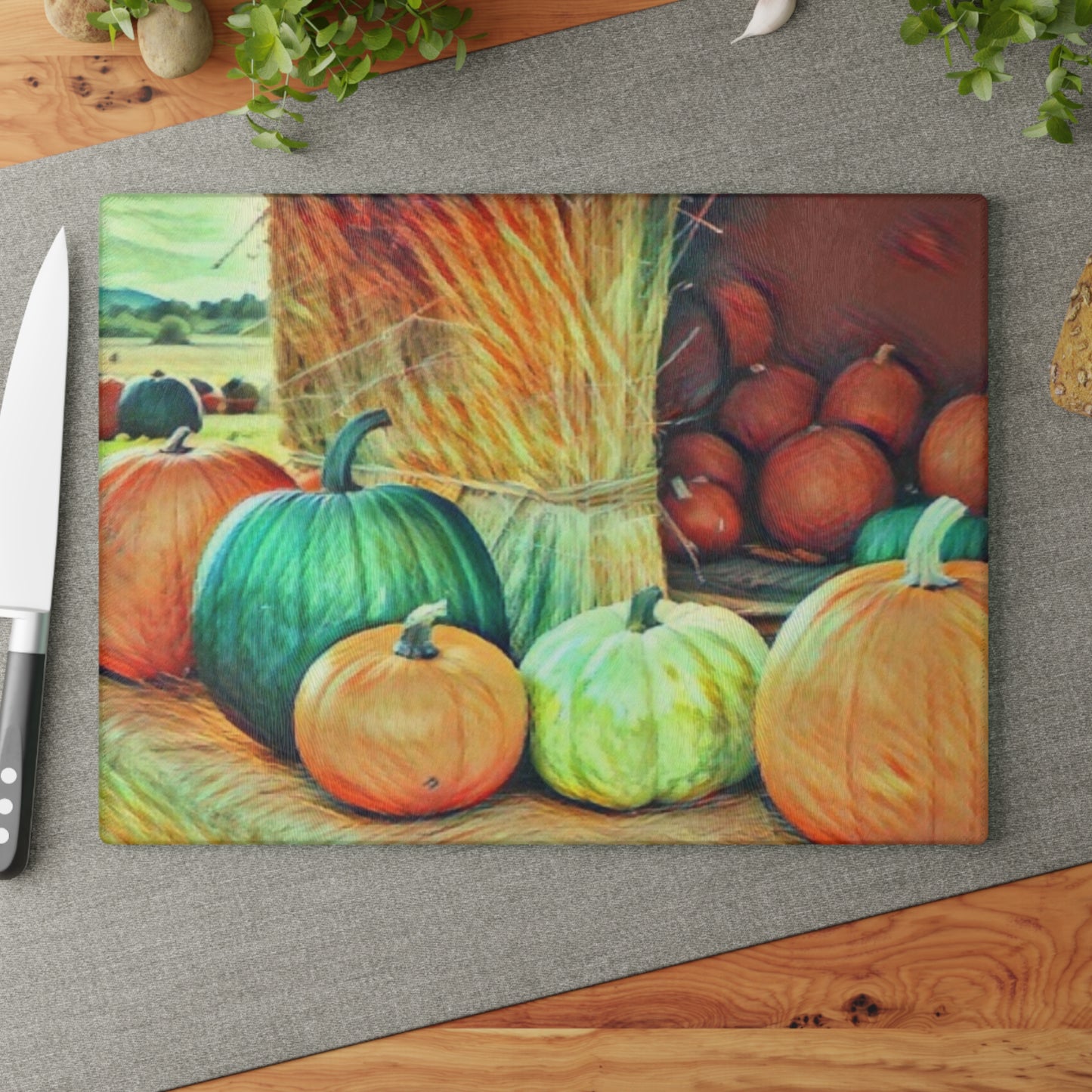 Fall Pumpkin Glass Cutting Board