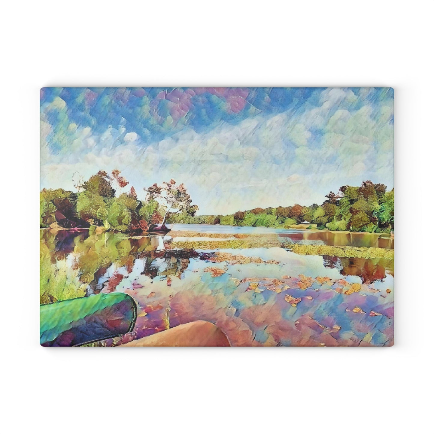 Hopewell Lake in Autumn | Glass Cutting Board