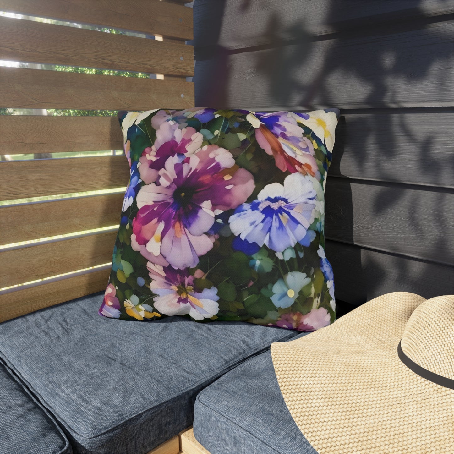 Vibrant Floral Outdoor Pillow