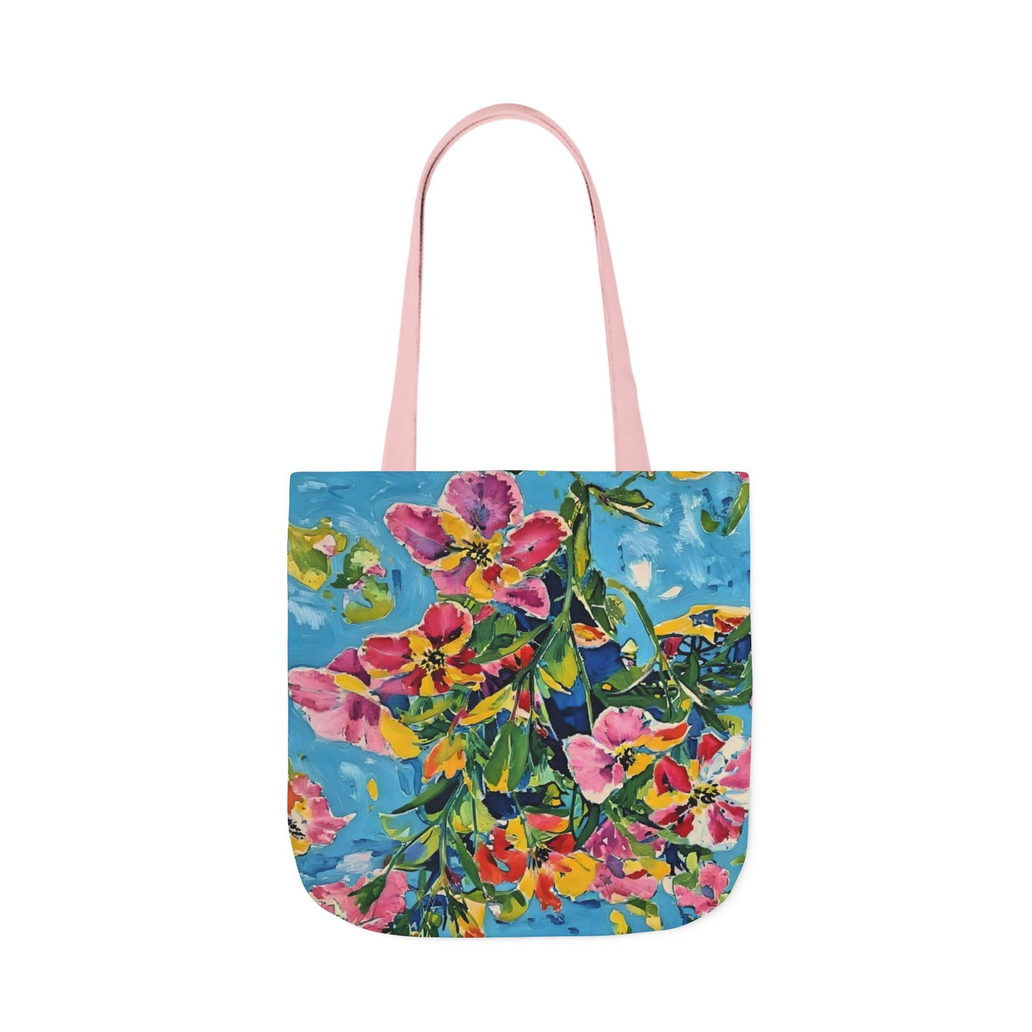 Floral Canvas Tote Bag — Bright Watercolor Garden Print