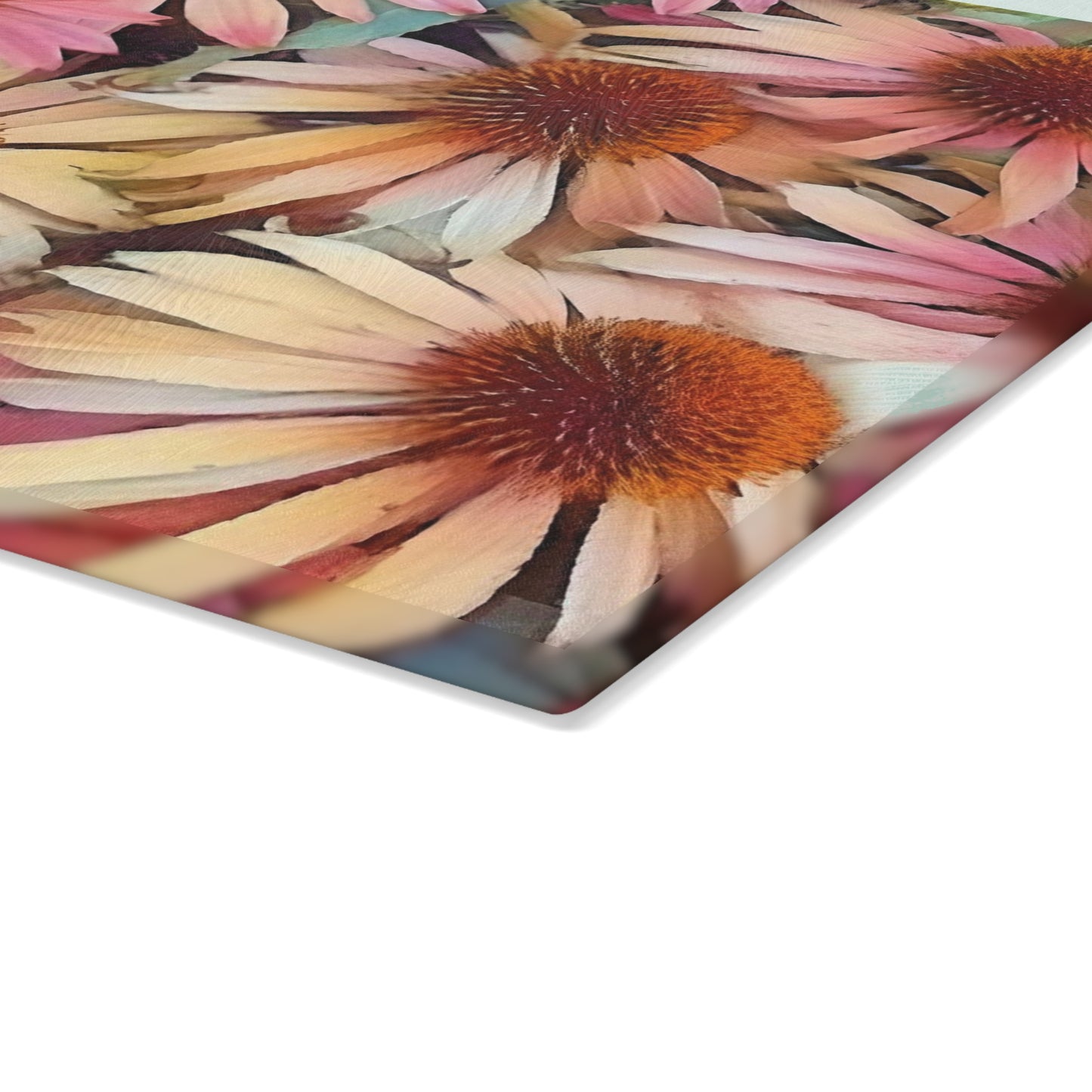 Pink Daisy Boho Glass Cutting Board