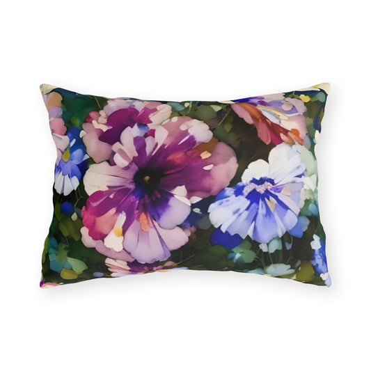 Impressionist Pansy Floral Outdoor Pillow — Garden-Inspired Decor