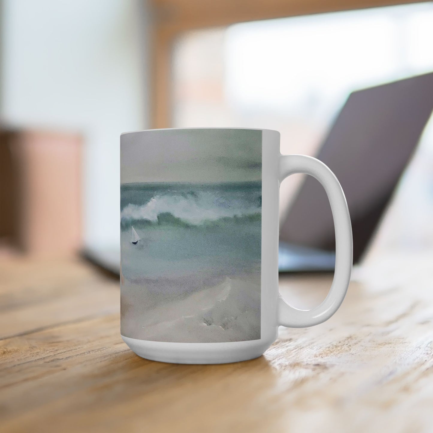 Dodie's Boy and Girl at the Beach Impressionistic Ceramic Mug 15oz