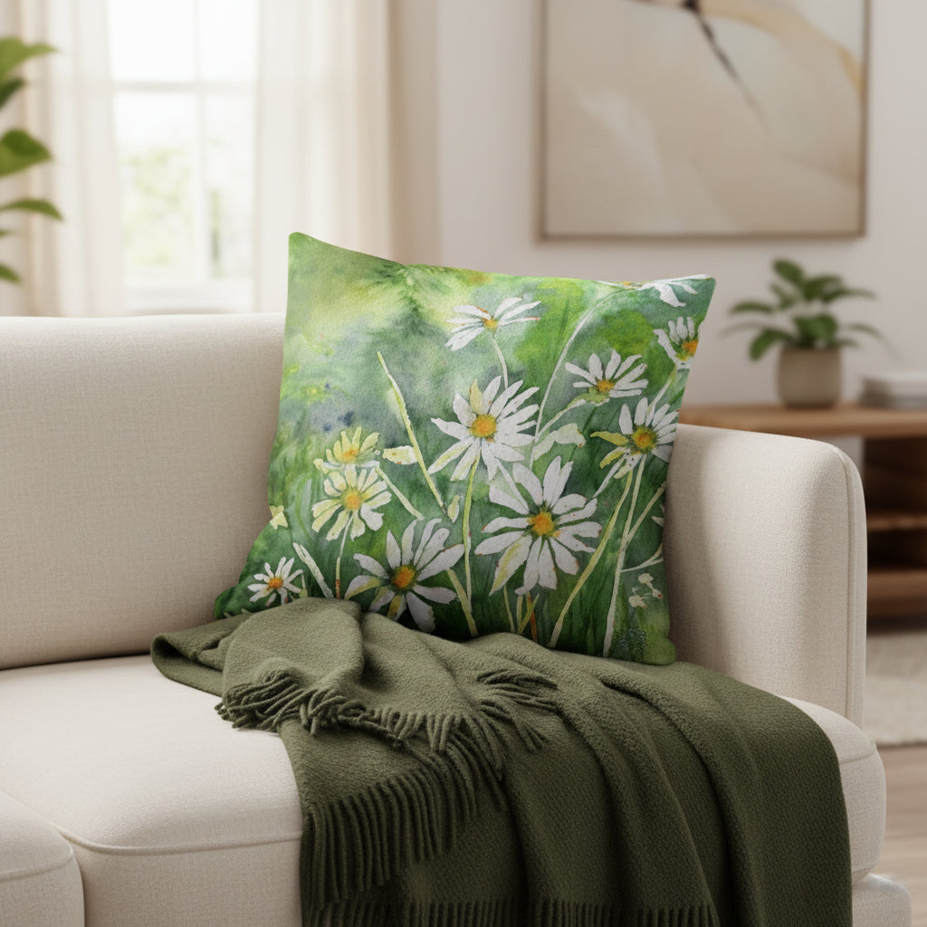 Dodie's Daisies Watercolor | Pillow