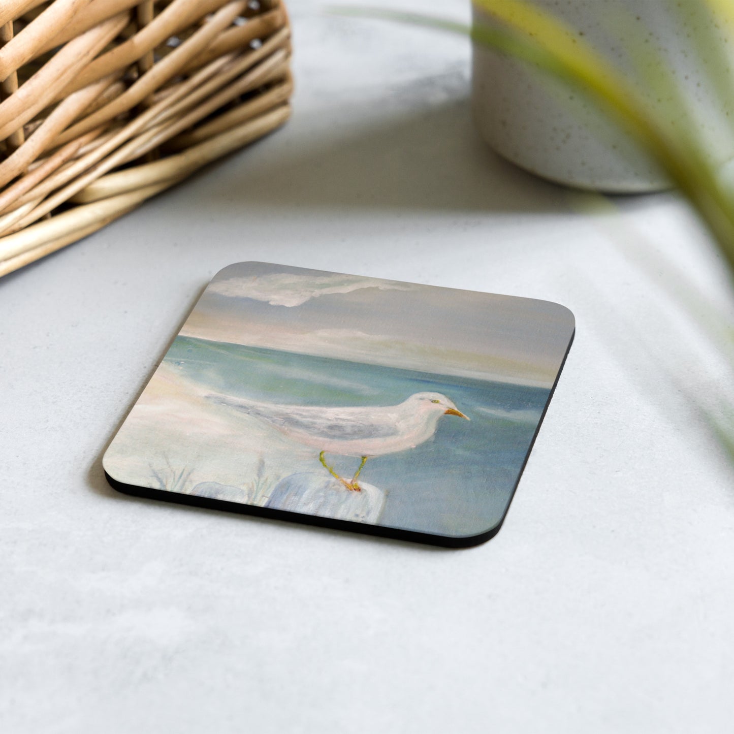 Seashore Scene Cork-back Coaster