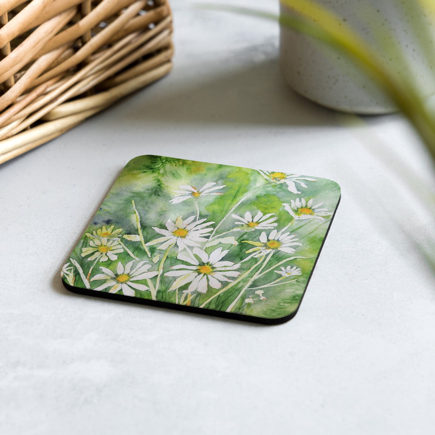 Dodie's Daisies Cork-Back Coaster