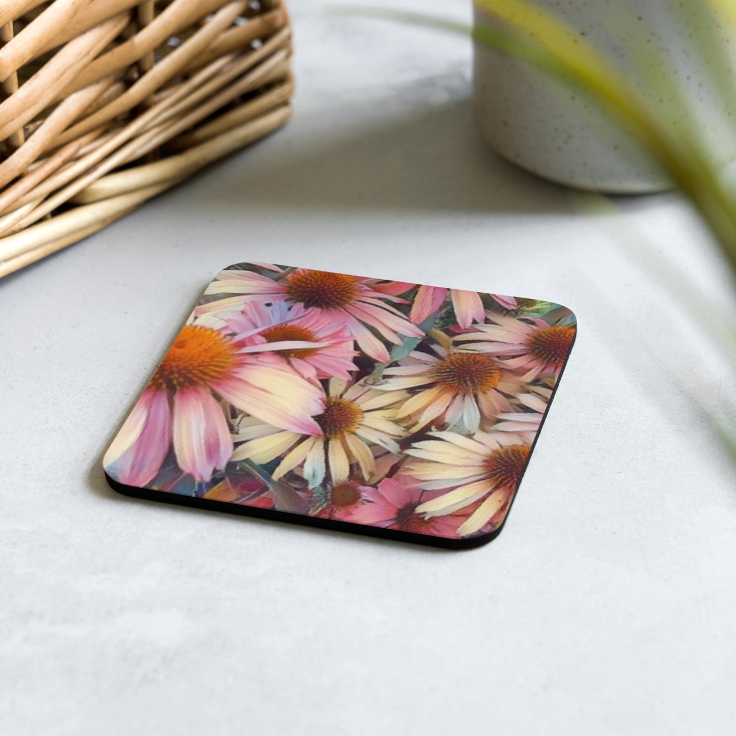 Coneflower Cork-Back Coaster