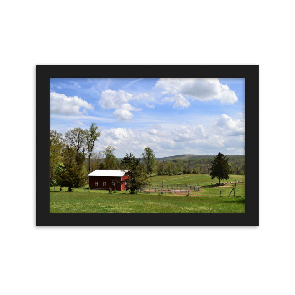 Red Barn Farm Scene Framed Poster