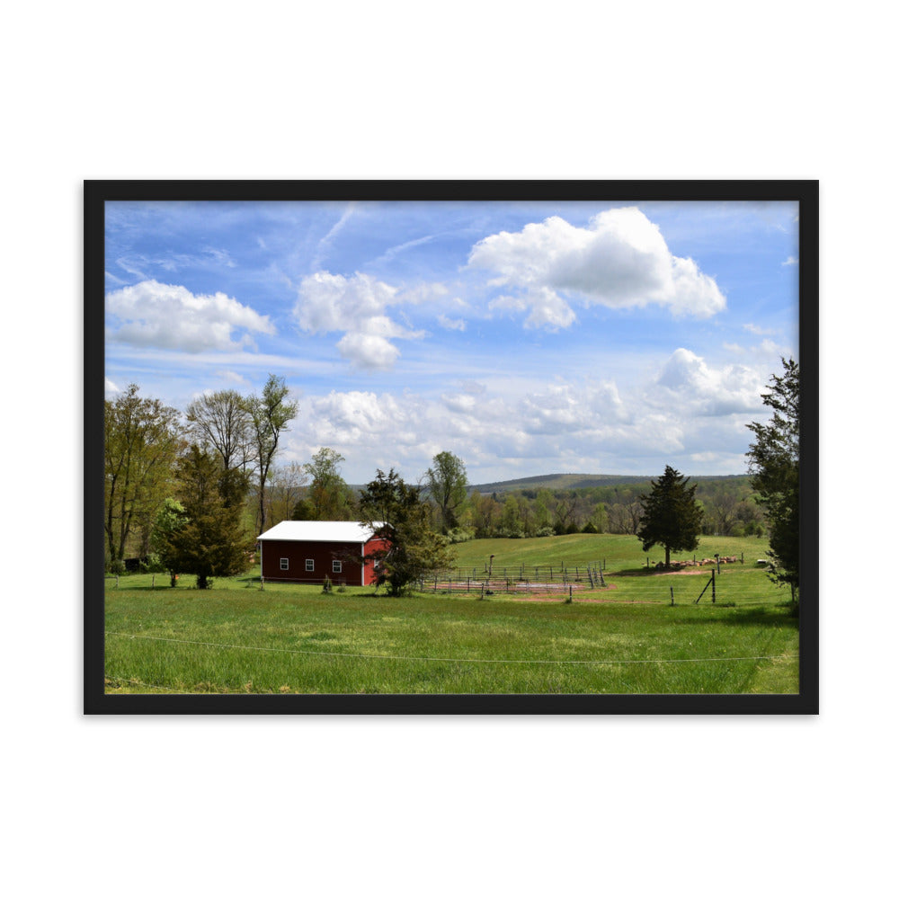 Red Barn Farm Scene Framed Poster