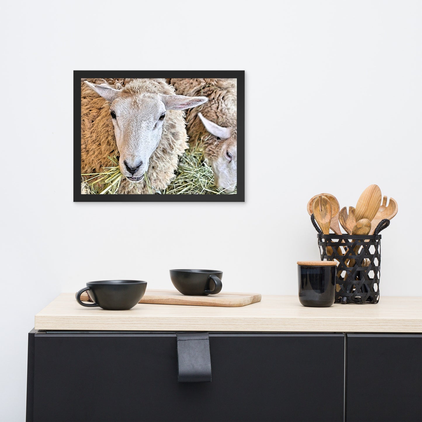 Farm Scene with Sheep Framed poster