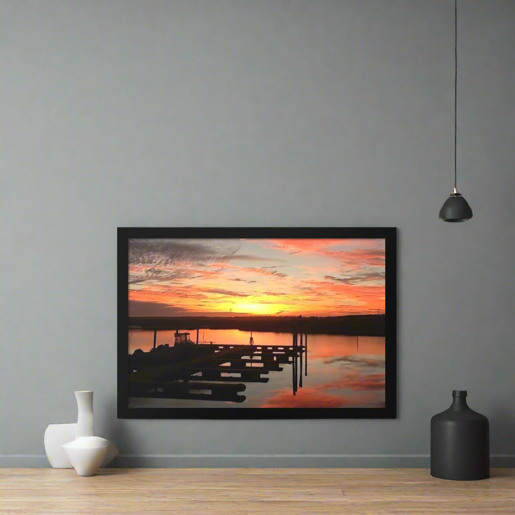 Cape May Harbor Sunset-Framed Poster