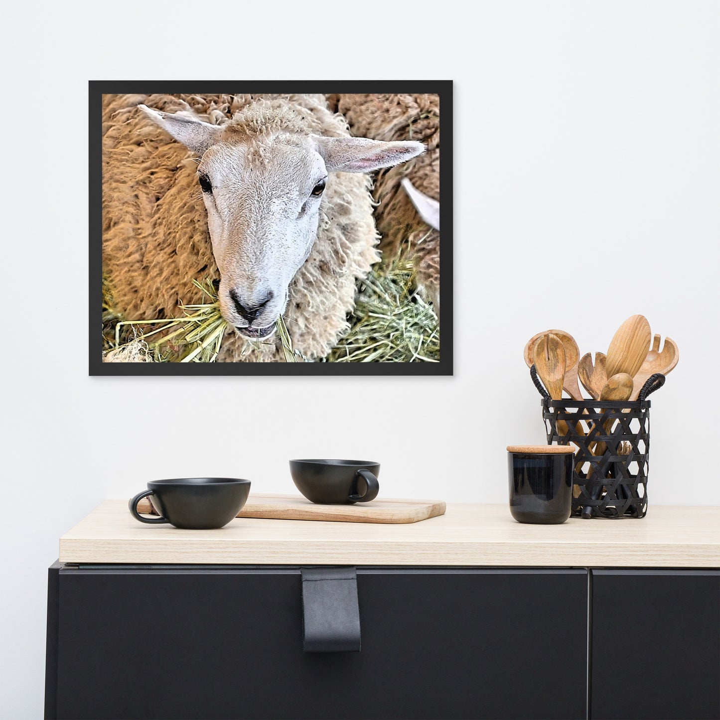 Farm Scene with Sheep Framed poster