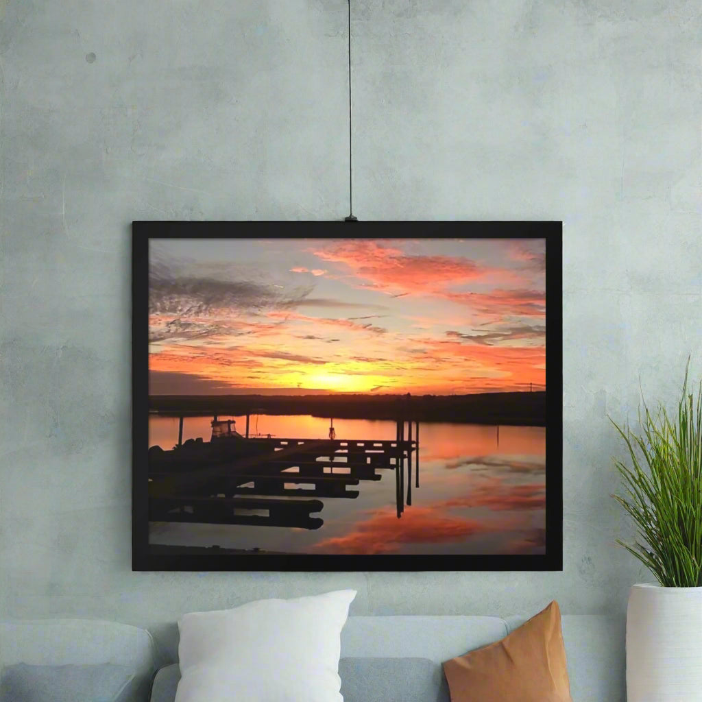 Cape May Harbor Sunset-Framed Poster