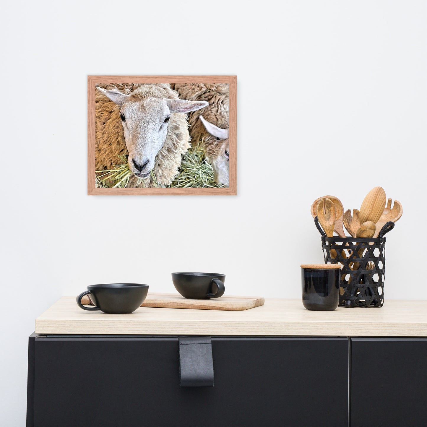 Farm Scene with Sheep Framed poster