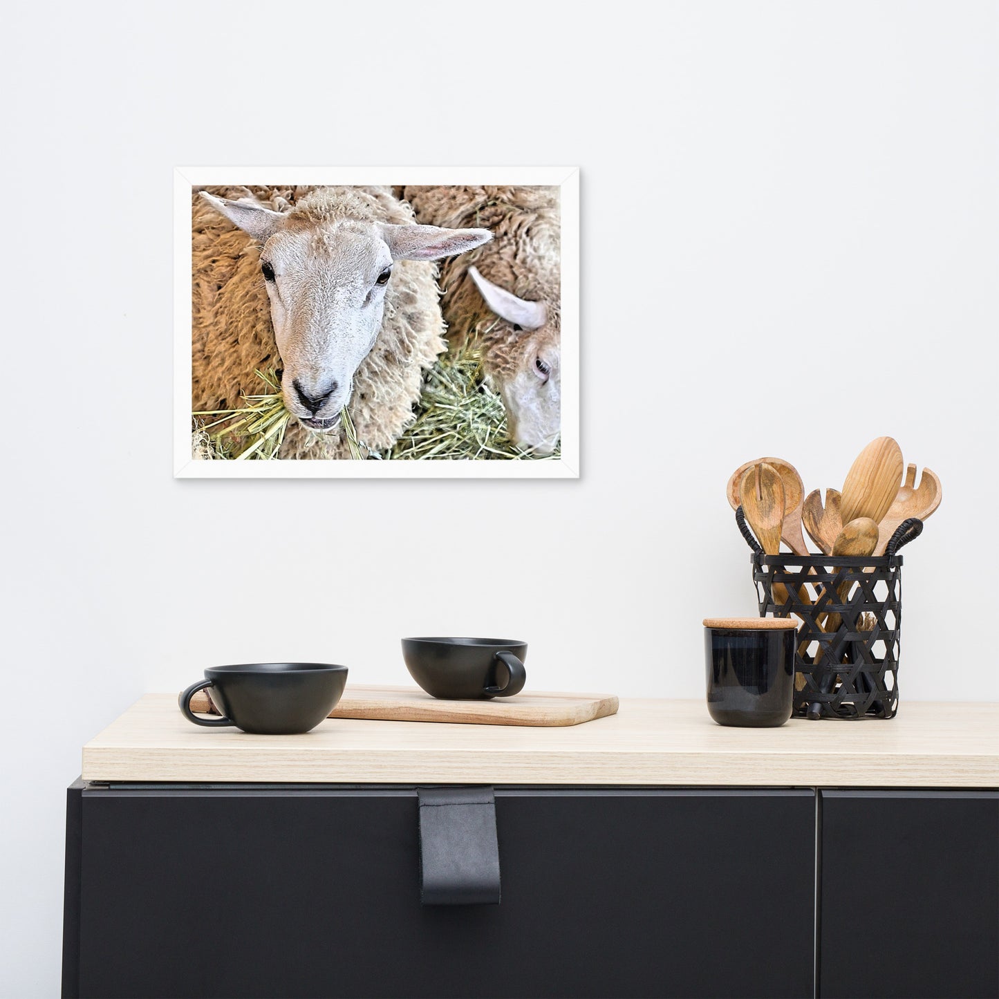 Farm Scene with Sheep Framed poster