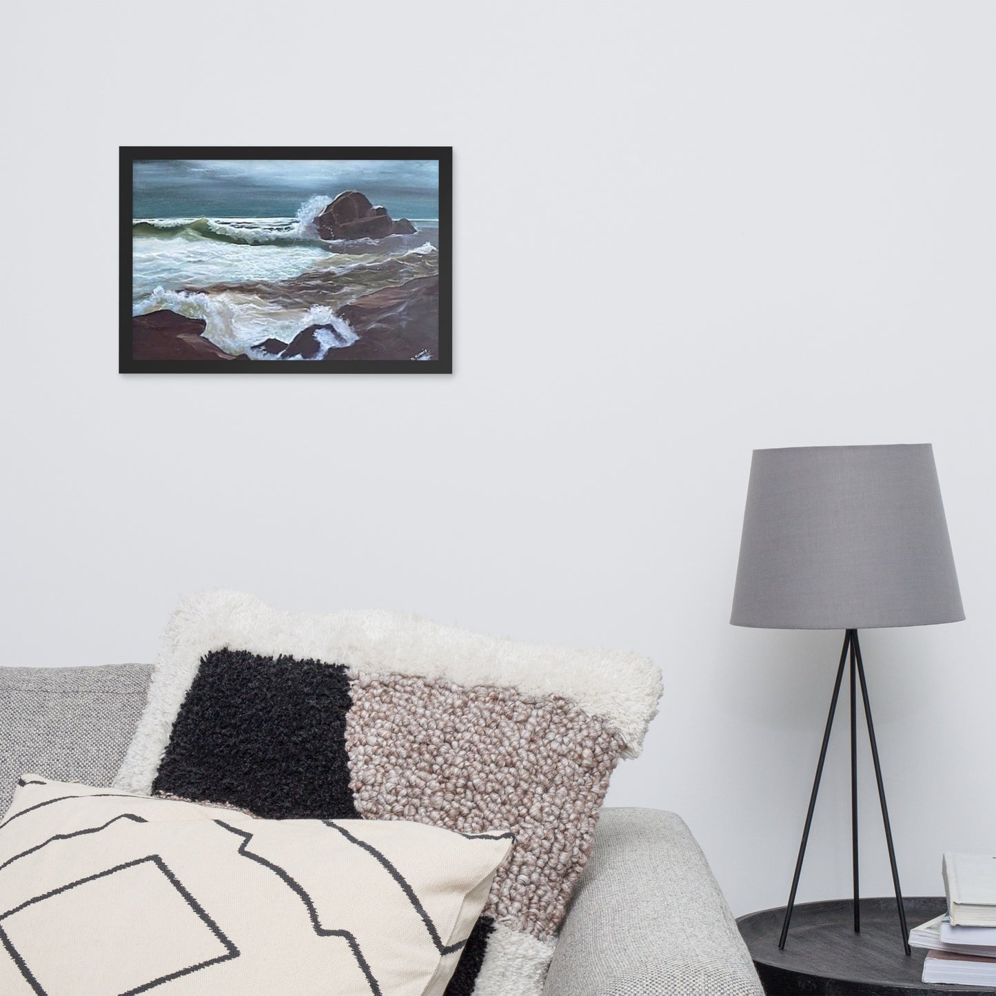 Dodie's Moonlight Seashore Scene Framed Poster