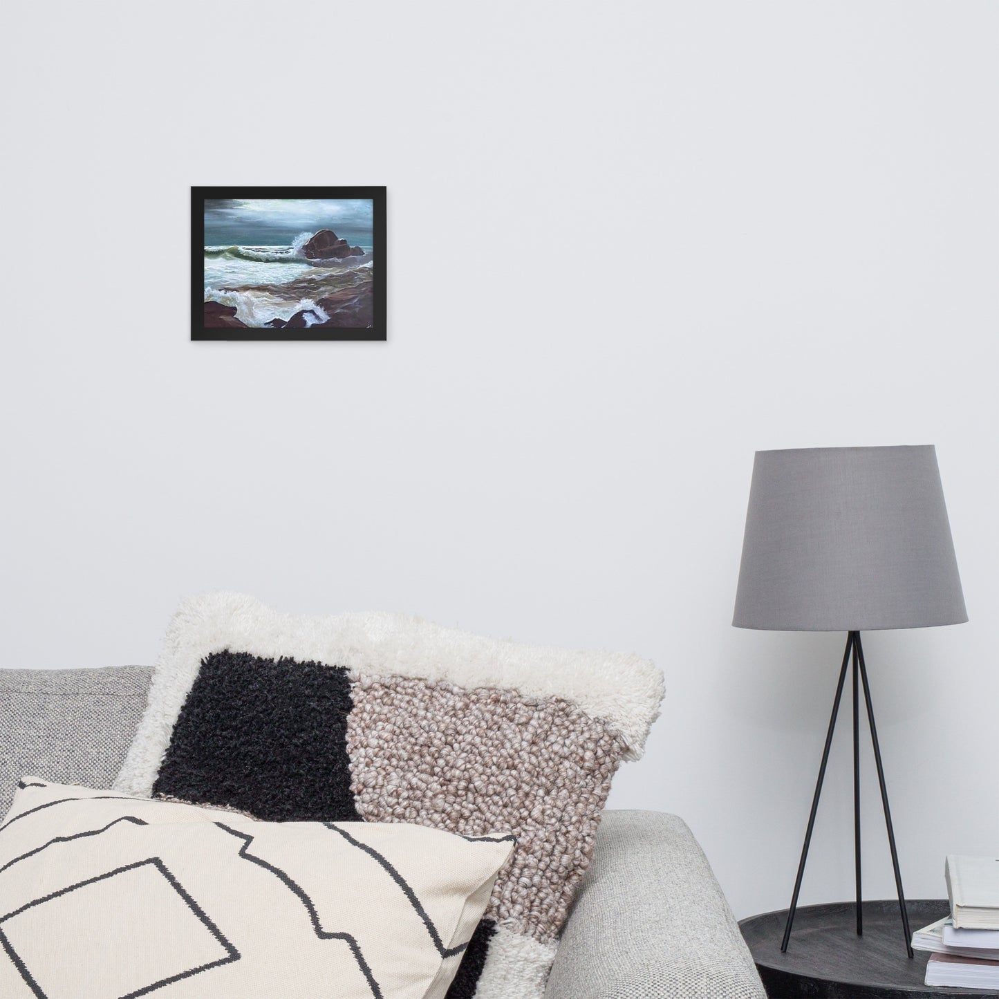 Dodie's Moonlight Seashore Scene Framed Poster