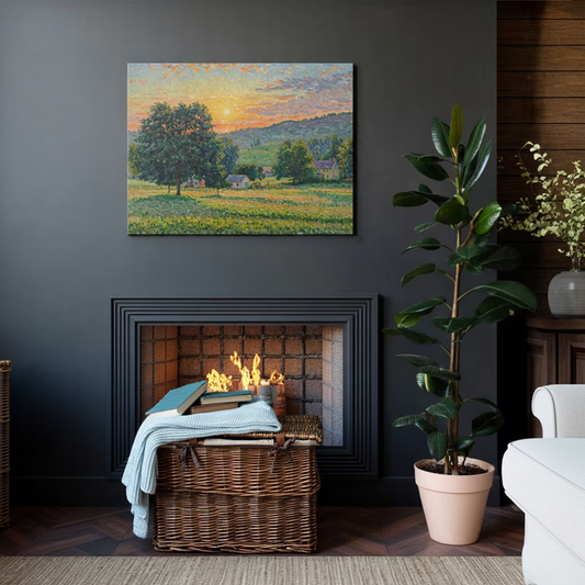 Impressionistic Farm Scene-Sunset