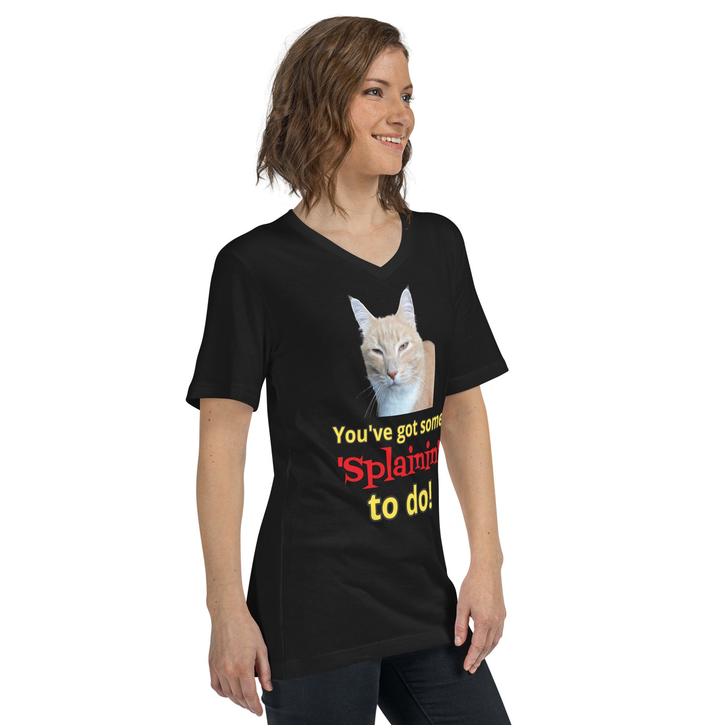 Bossy Kitty Unisex Short Sleeve V-Neck T-Shirt
