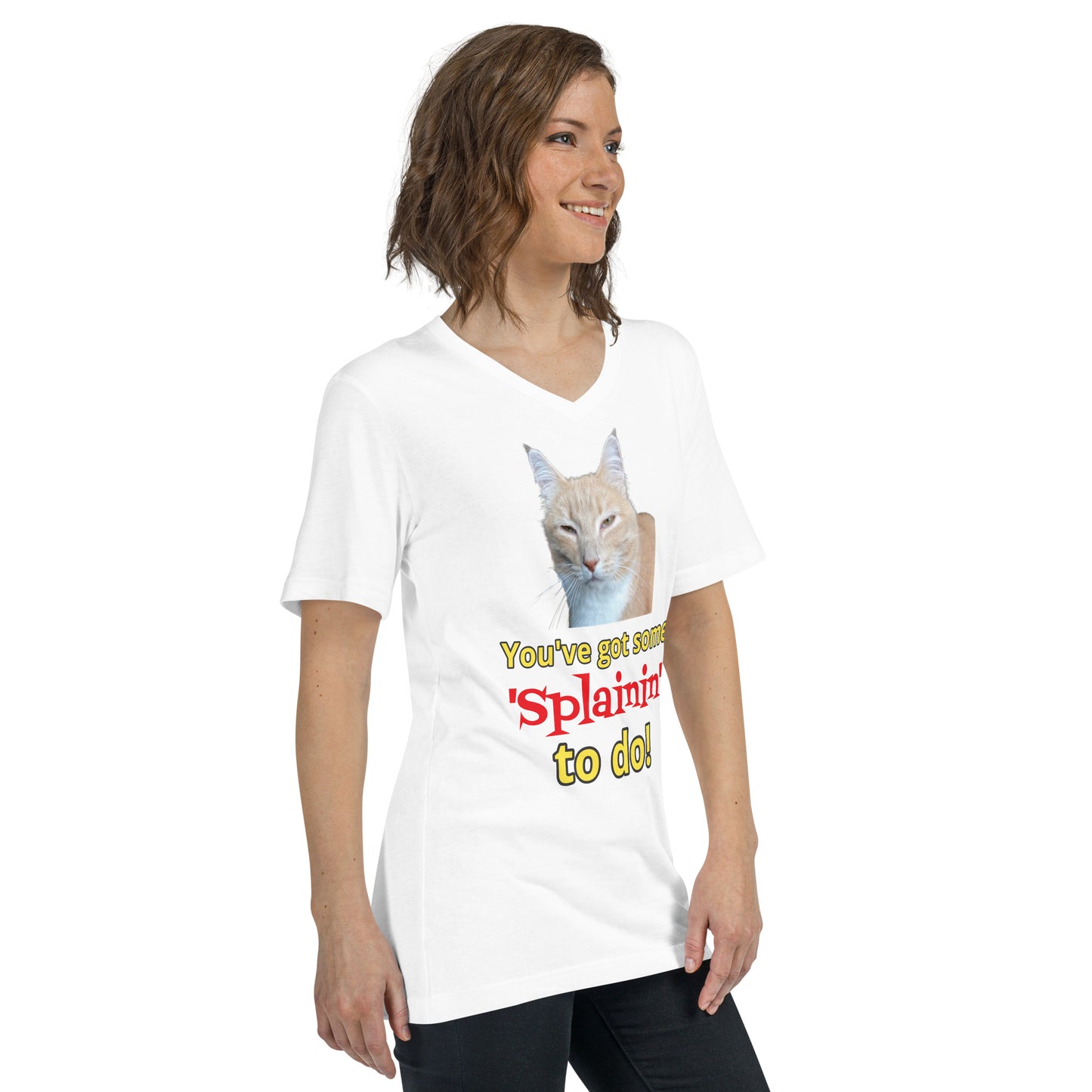 Bossy Kitty Unisex Short Sleeve V-Neck T-Shirt