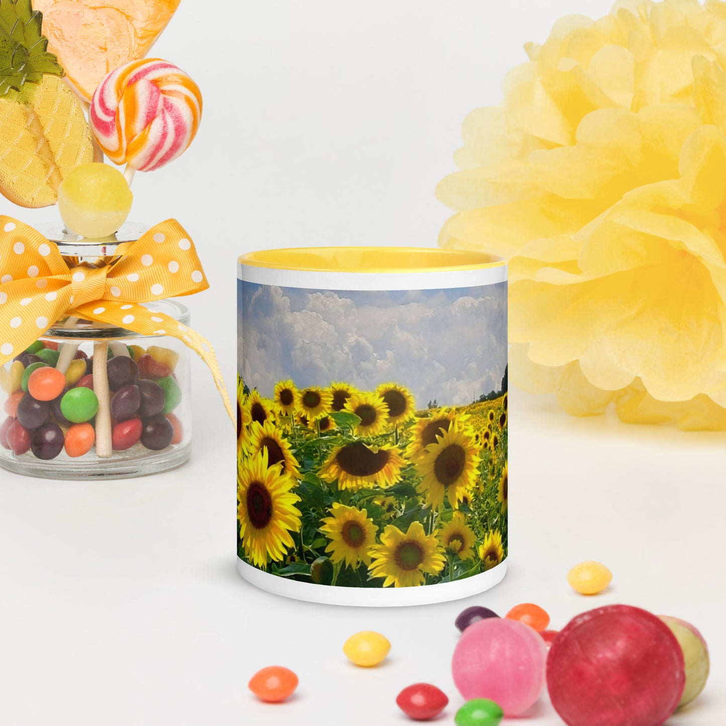 Sunflower Field Mug with Color Inside