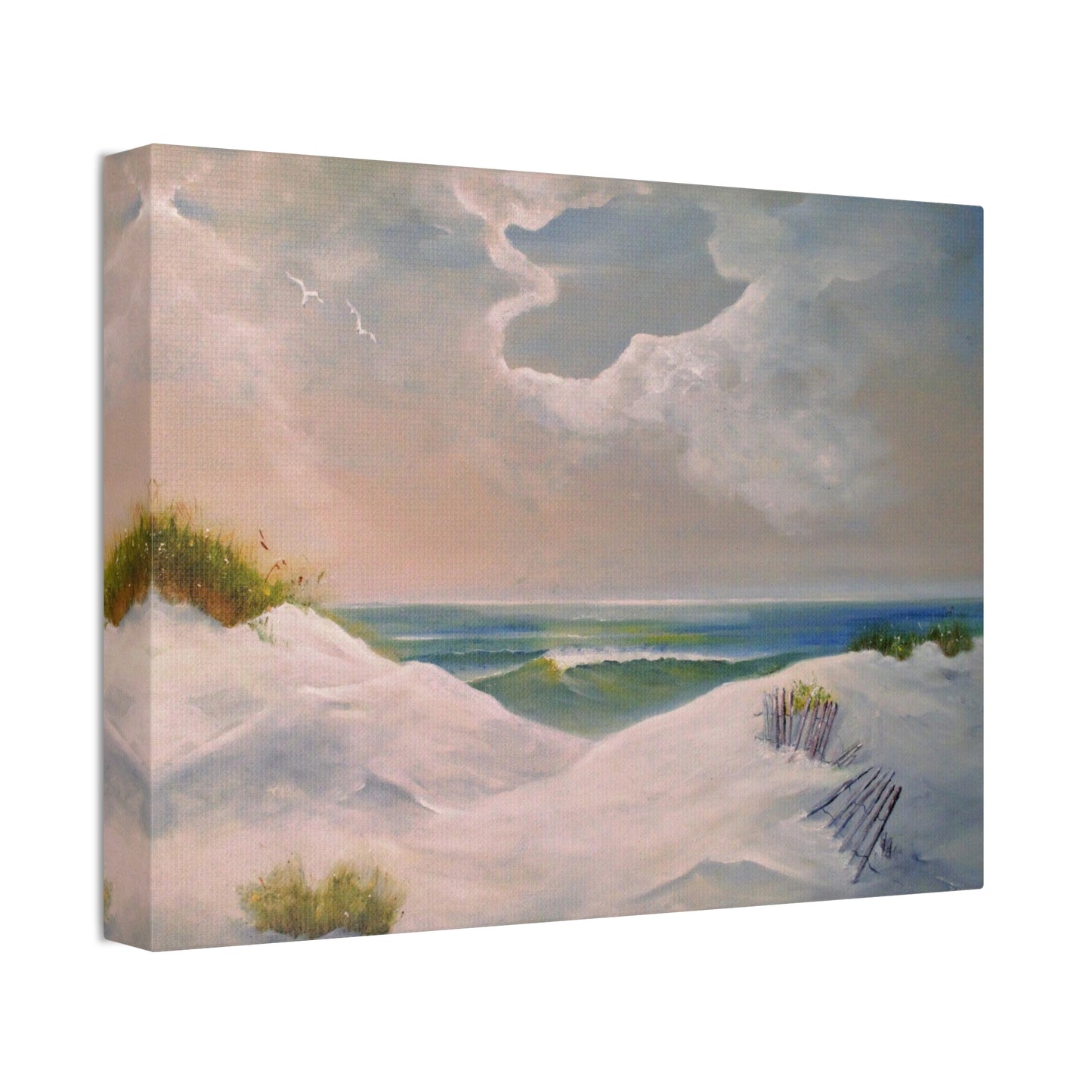 Impressionist Beach Scene with Angel Cloud on Canvas