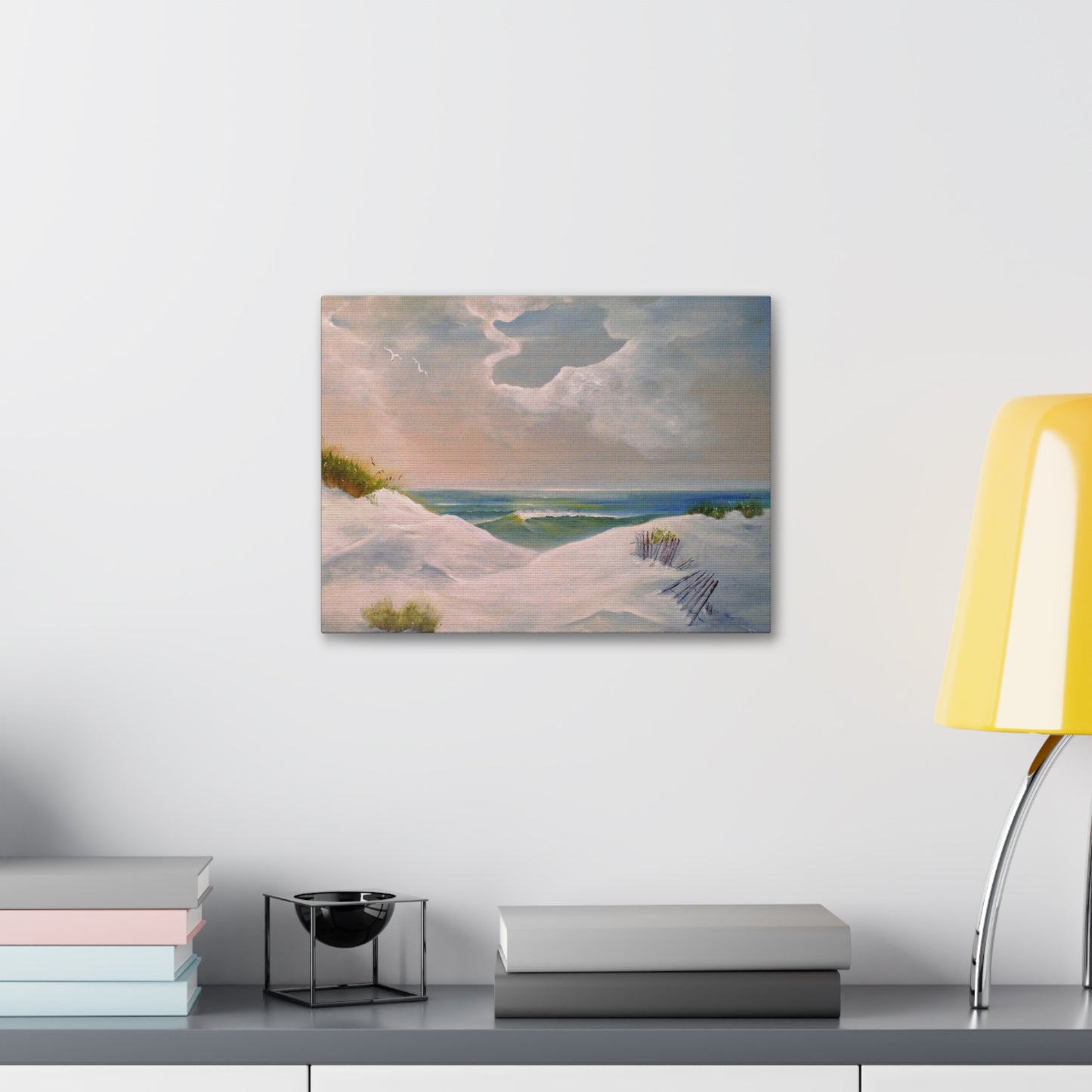 Impressionist Beach Scene with Angel Cloud on Canvas