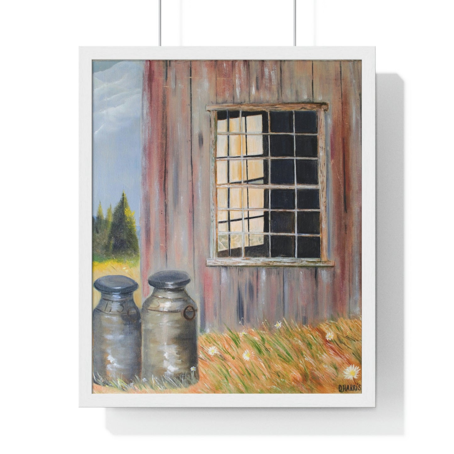Dodie's Milk Bottles and Daisies Premium Framed Poster
