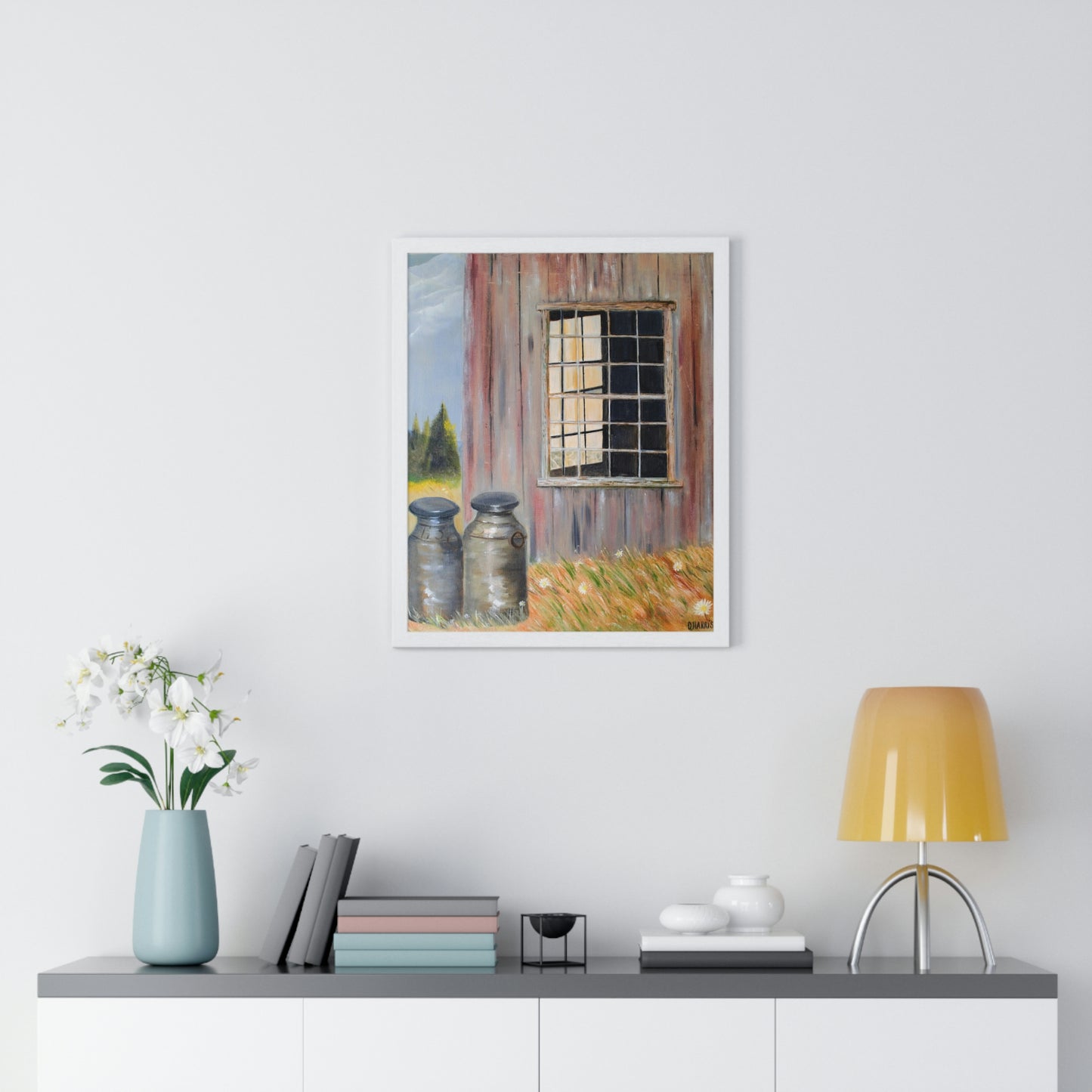 Dodie's Milk Bottles and Daisies Premium Framed Poster