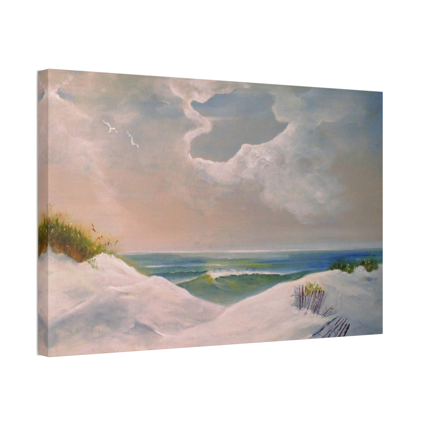 Impressionist Beach Scene with Angel Cloud on Canvas