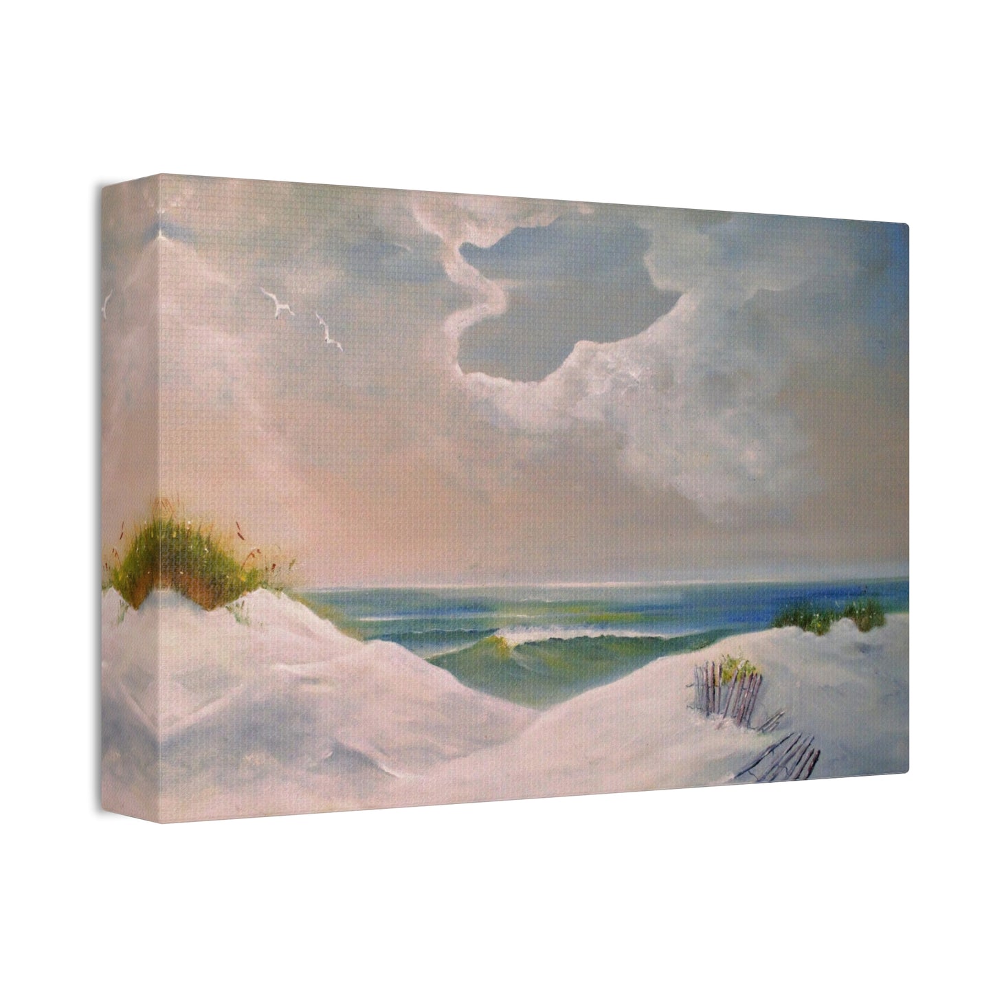 Impressionist Beach Scene with Angel Cloud on Canvas