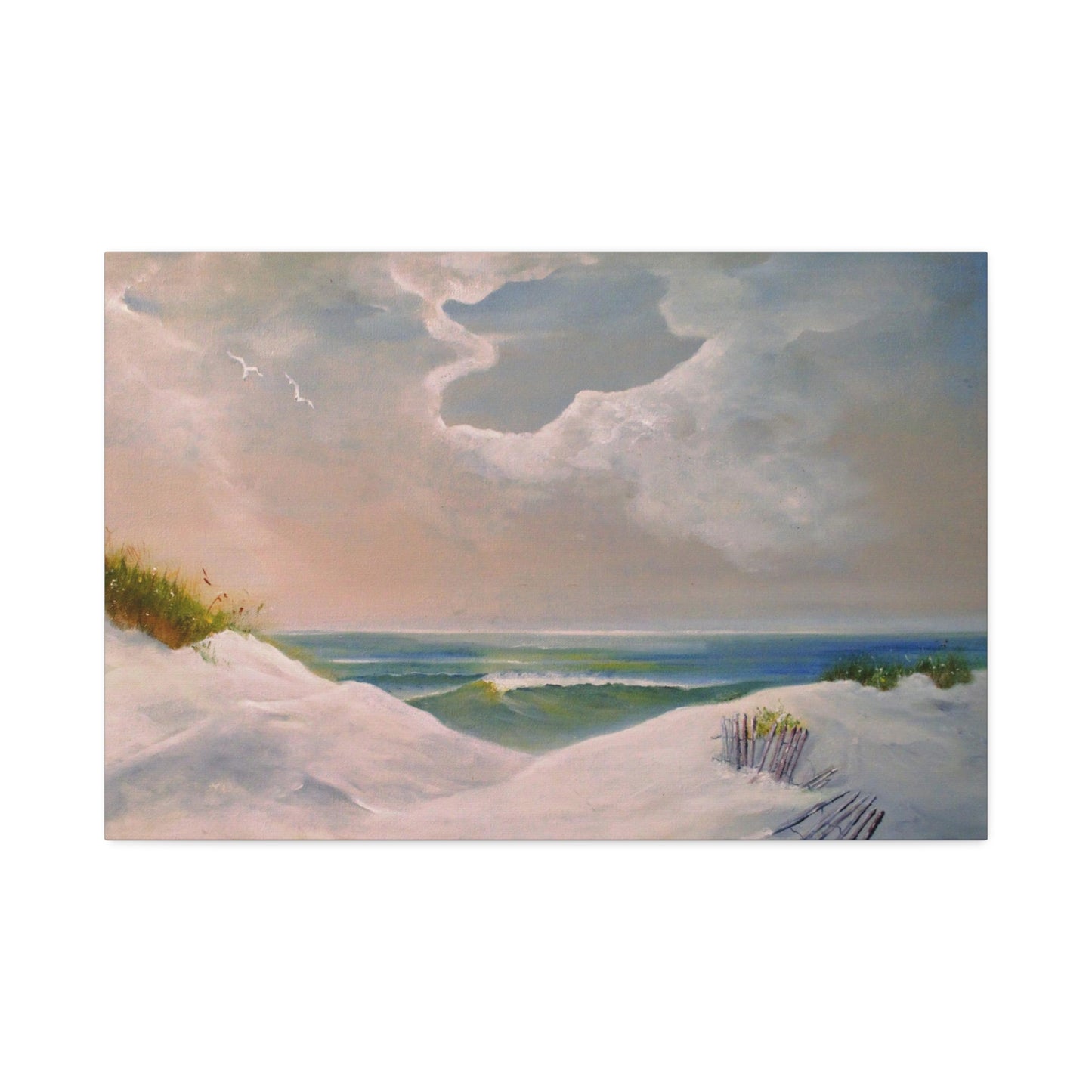 Impressionist Beach Scene with Angel Cloud on Canvas