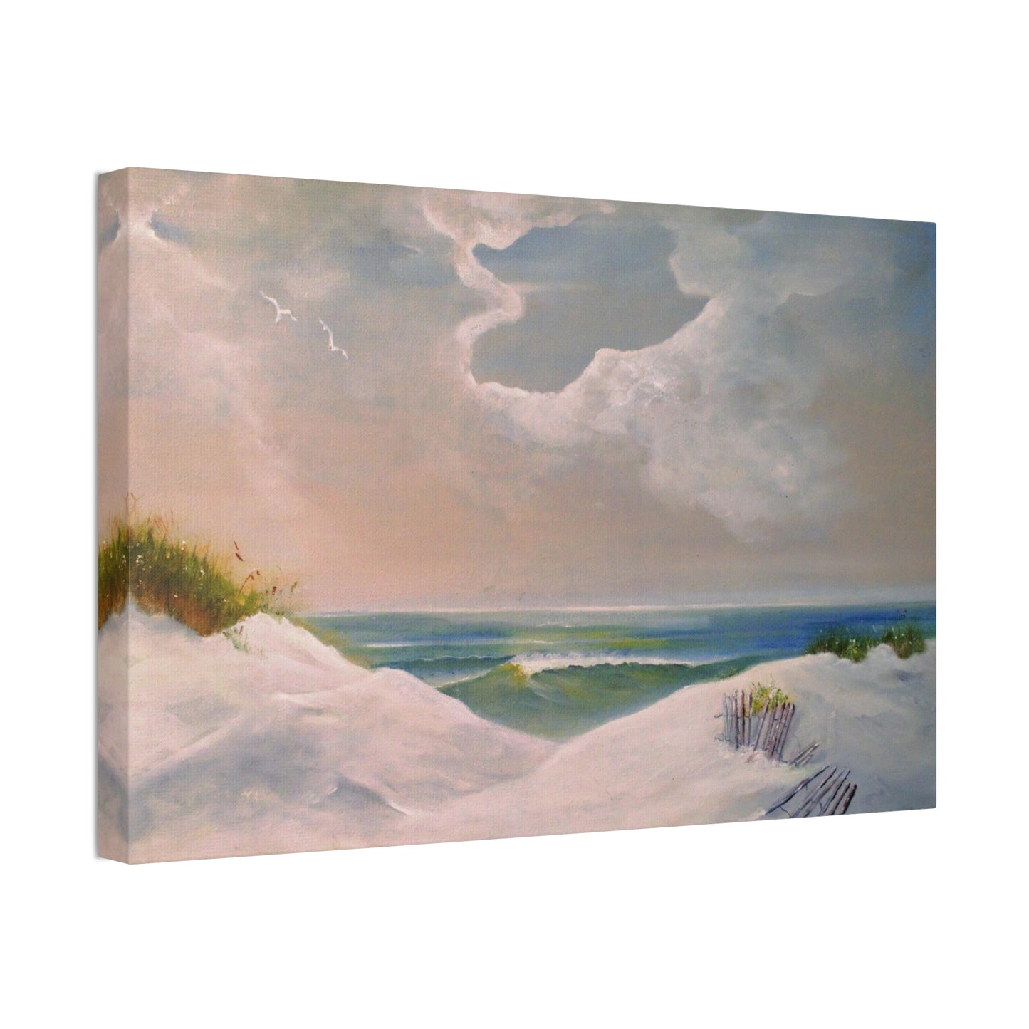 Impressionist Beach Scene with Angel Cloud on Canvas