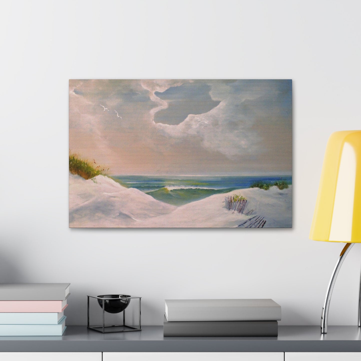 Impressionist Beach Scene with Angel Cloud on Canvas