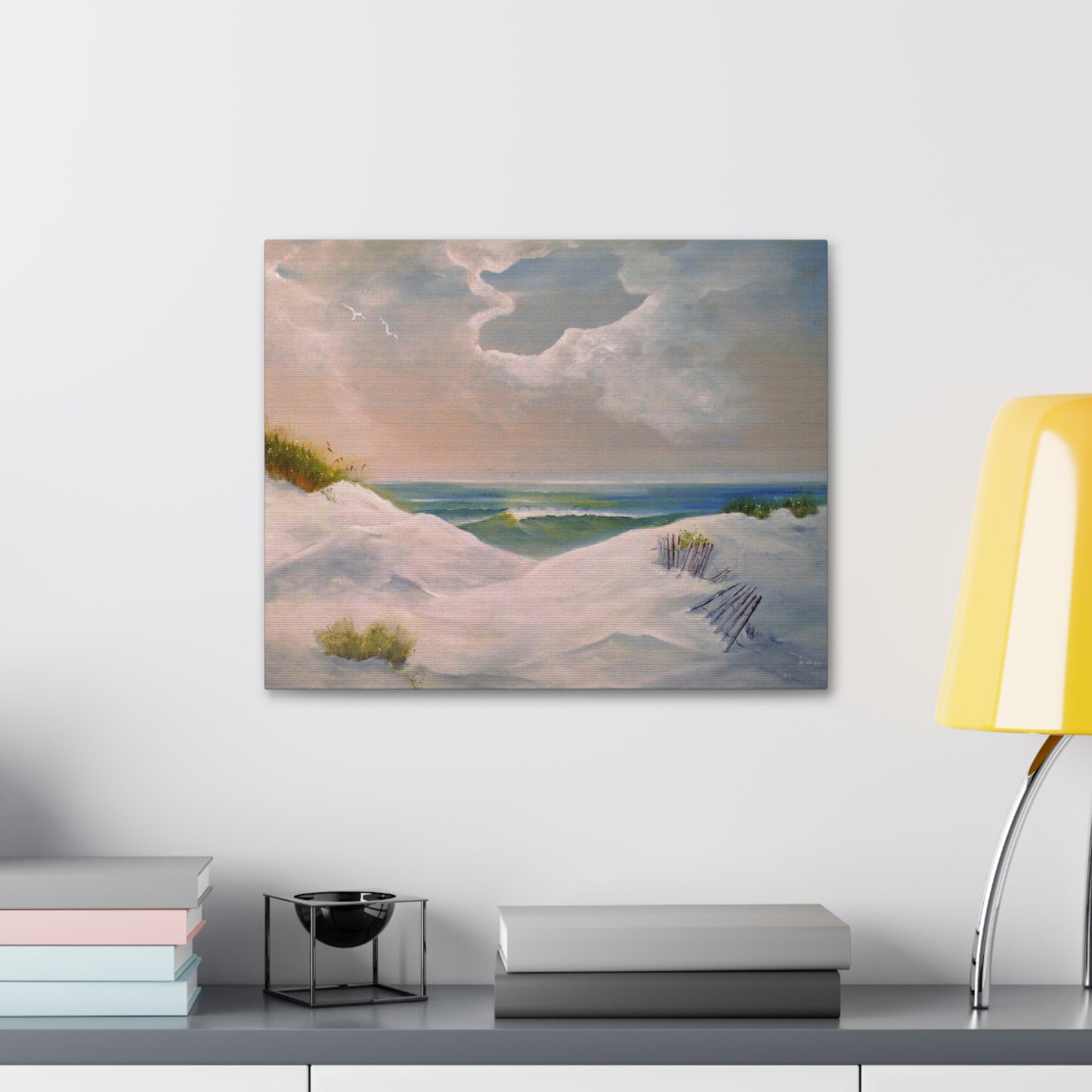Impressionist Beach Scene with Angel Cloud on Canvas